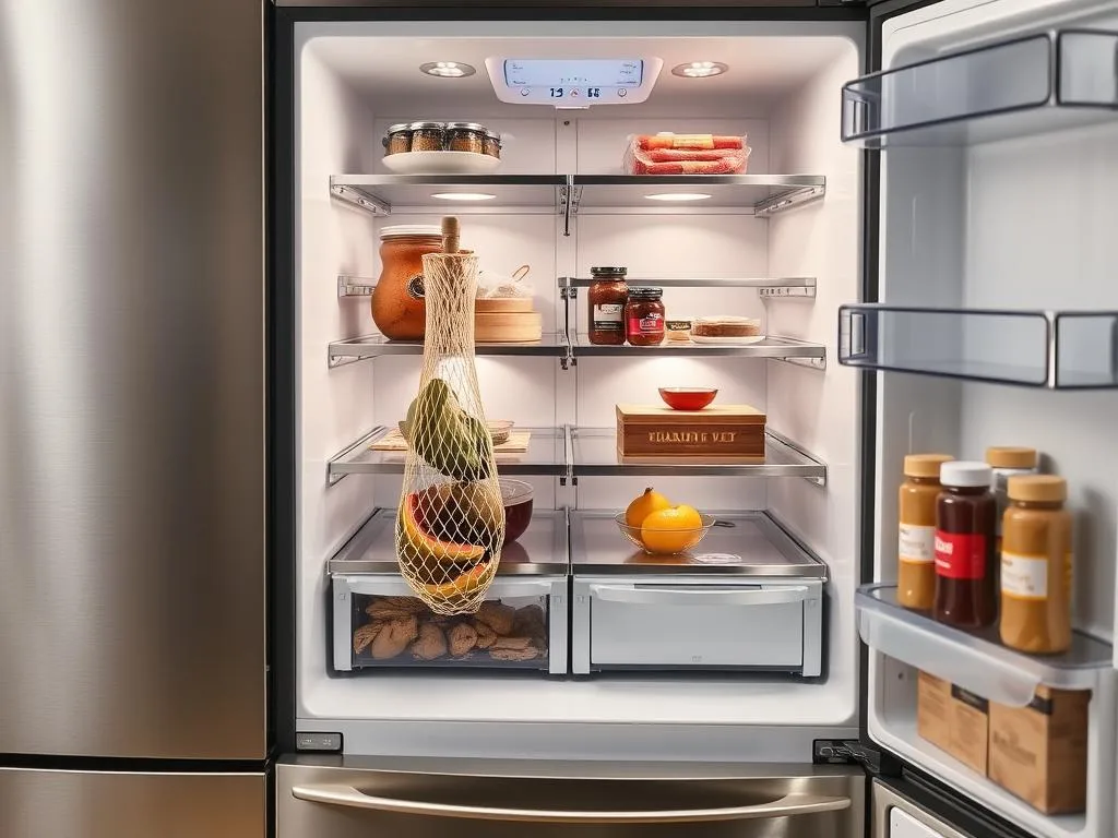 Midea FrenchDoor Smart refrigerator with deli net storage feature Midea FrenchDoor Smart refrigerator with deli net storage feature