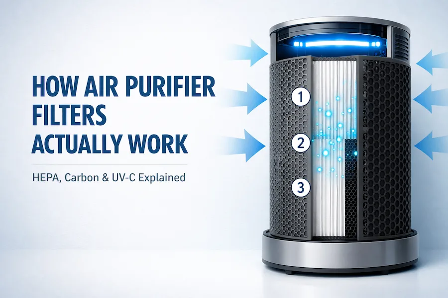 How Air Purifier Filters Actually Work: HEPA, Carbon & UV-C Explained